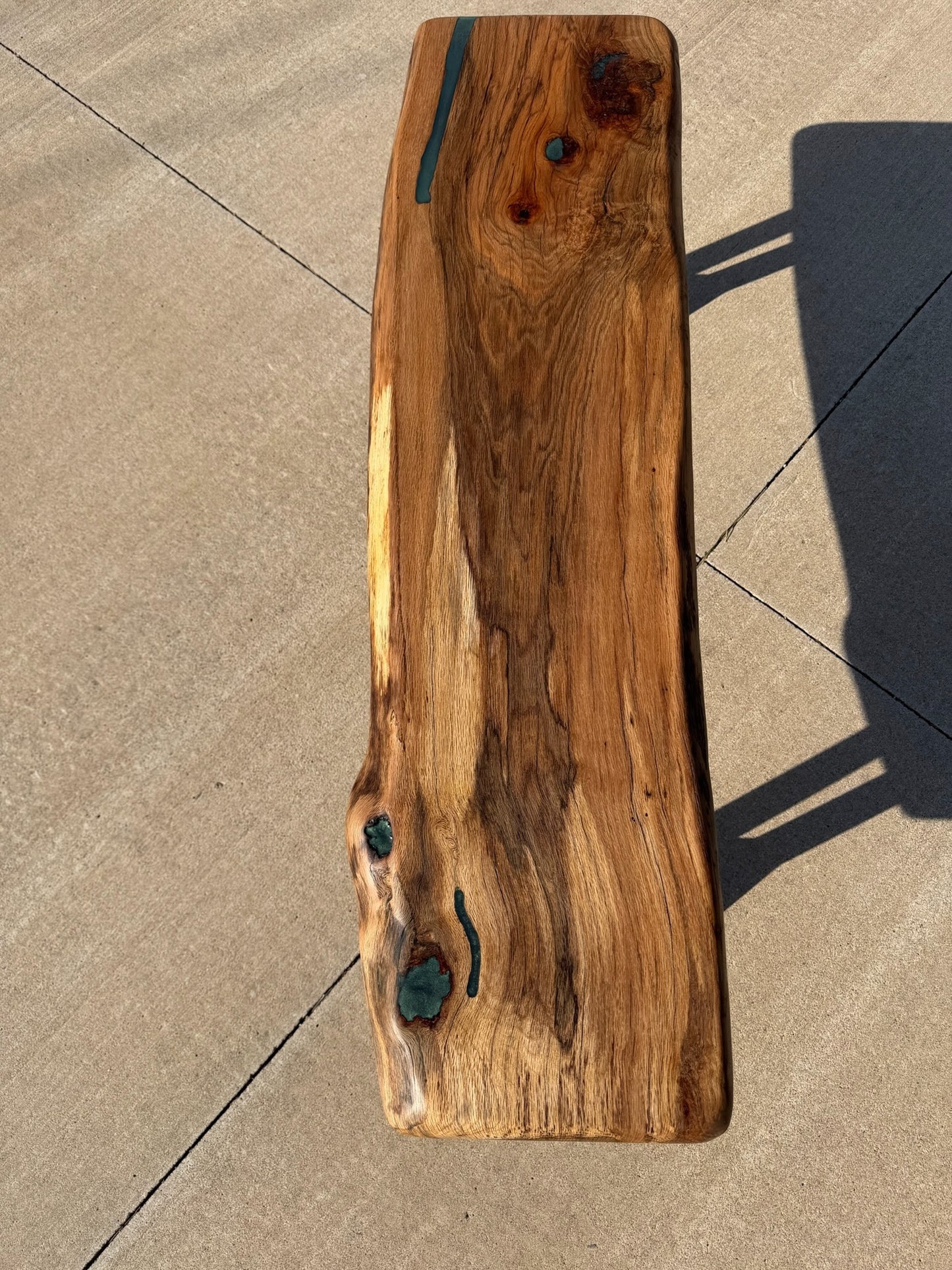 Blackjack Oak Bench with Green resin