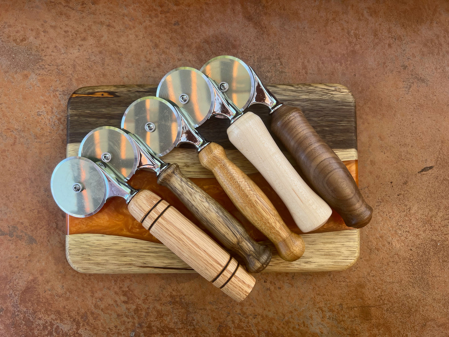 Pizza Cutter With Custom Wood Turned Handle