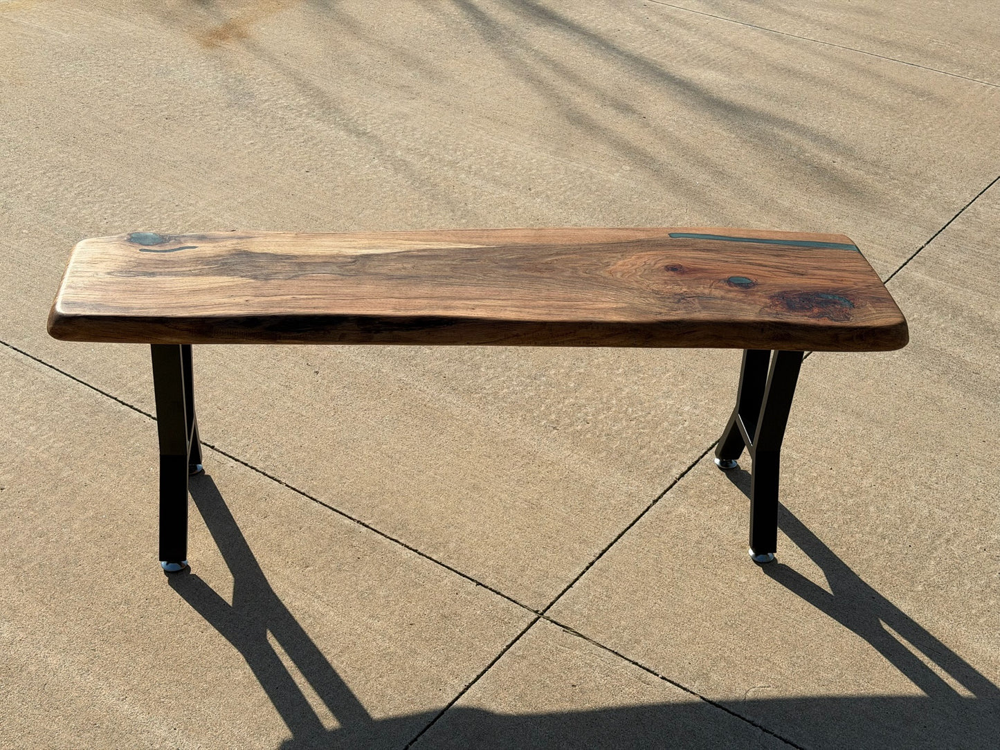 Blackjack Oak Bench with Green resin