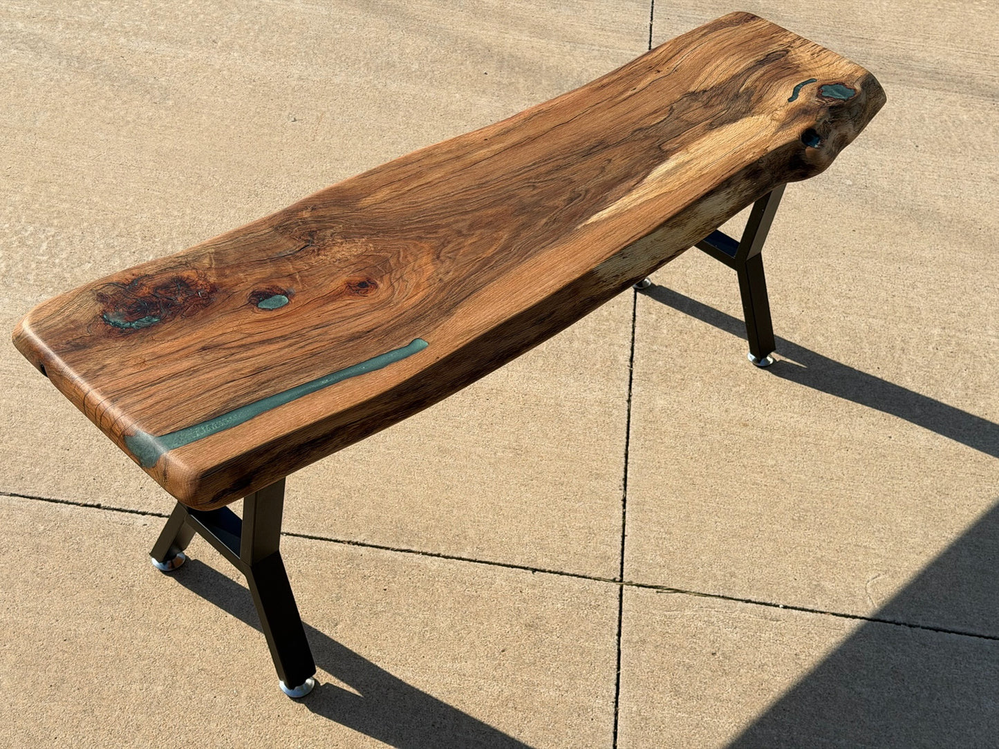 Blackjack Oak Bench with Green resin