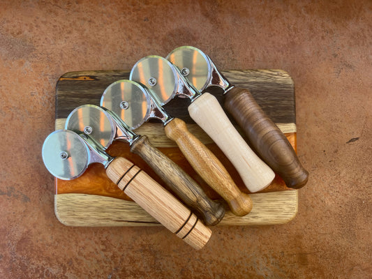 Pizza Cutter With Custom Wood Turned Handle