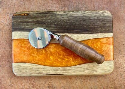Pizza Cutter With Custom Wood Turned Handle